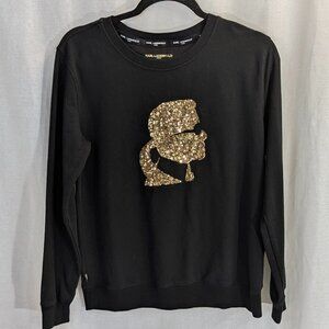 Karl Lagerfeld Paris Size Small Black Sweatshirt with Self Silhouette
